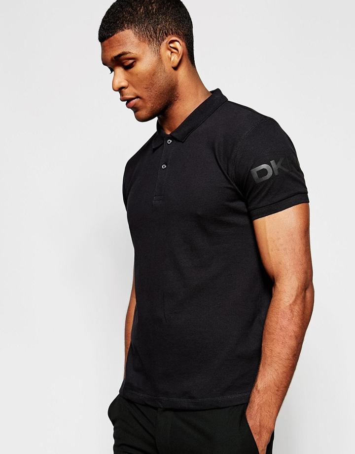 Dkny Polo Shirt Sleeve Logo - Black