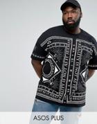 Asos Plus Super Oversized T-shirt With All Over Symbol Print - Black