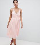 Boohoo Cami Lace Midi Dress - Pink