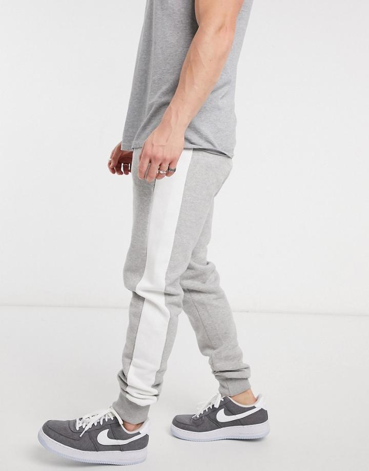 Le Breve Sweatpants Set In Gray With White Stripe-grey