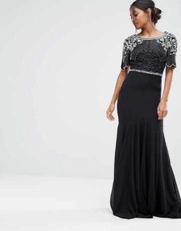 Virgos Lounge Embellished Fishtail Maxi Dress - Black