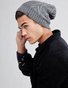 Esprit Slouchy Cable Knit Beanie In Gray - Gray