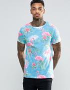 Asos T-shirt With Flamingo Print - Gray