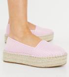 Asos Design Wide Fit July Flatform Espadrilles In Pink