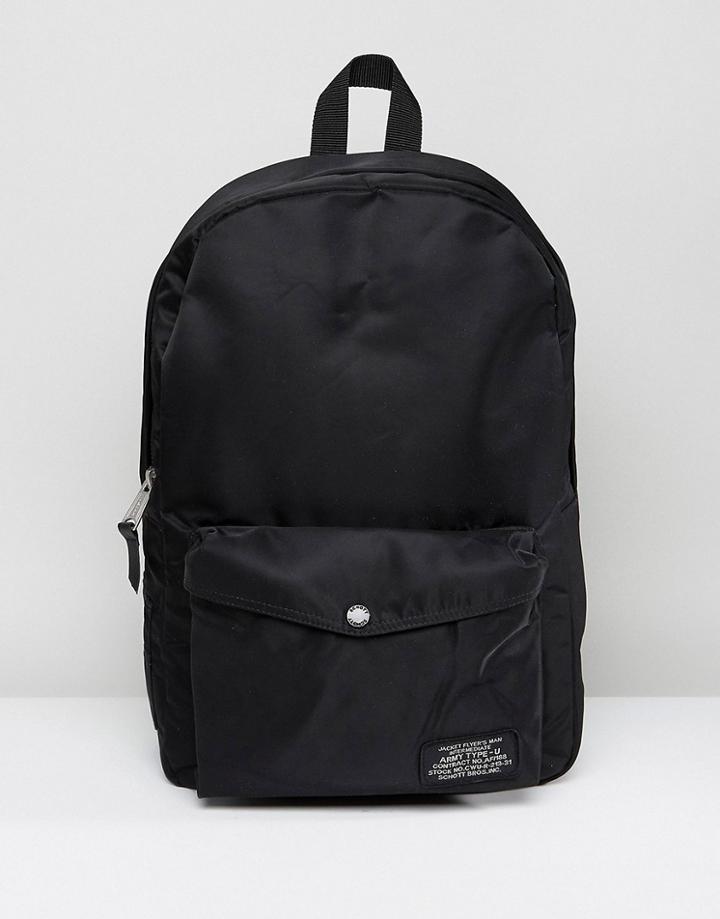Schott Nylon Backpack In Black - Black