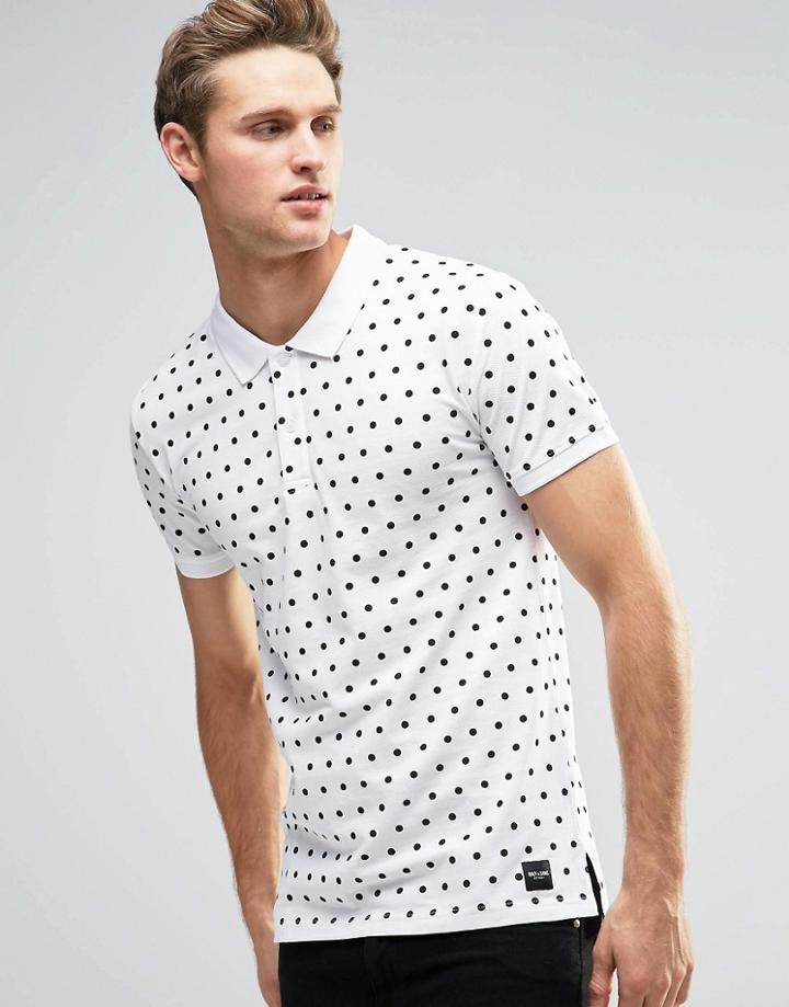 Only & Sons Polka Dot Polo Shirt - White