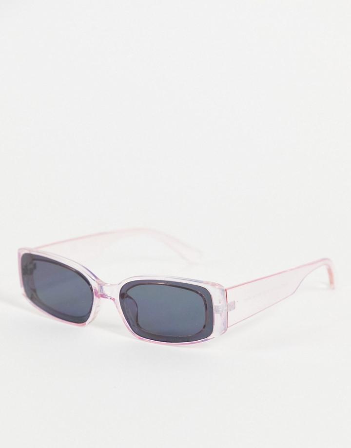 Aj Morgan Slim Line Rectangle Lens Sunglasses In Pink