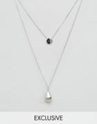 Designb London Simple Pendant Necklaces In 2 Pack - Silver