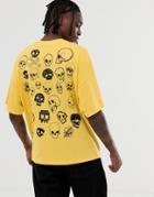 Asos Design Organic Cotton Oversized T-shirt In Organic Cotton With Large Skull Back Print - Orange