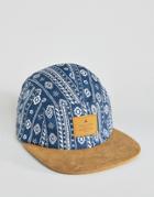 Asos 5 Panel Cap With Geo-tribal Print - Blue