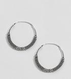 Asos Design Sterling Silver Rope And Wire Wrapped Hoop Earrings - Silver