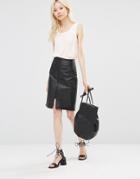 Y.a.s Leather Pencil Skirt - Black
