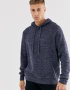 Cotton On Knitted Hoodie In Navy Marl