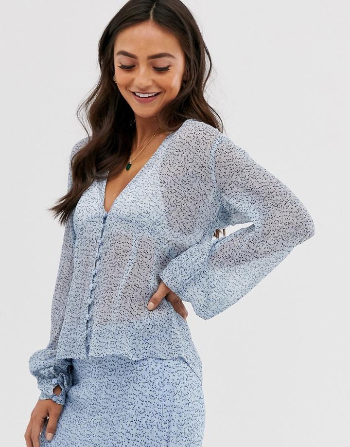 Ghost Camilla Georgette Floral Blouse-blue