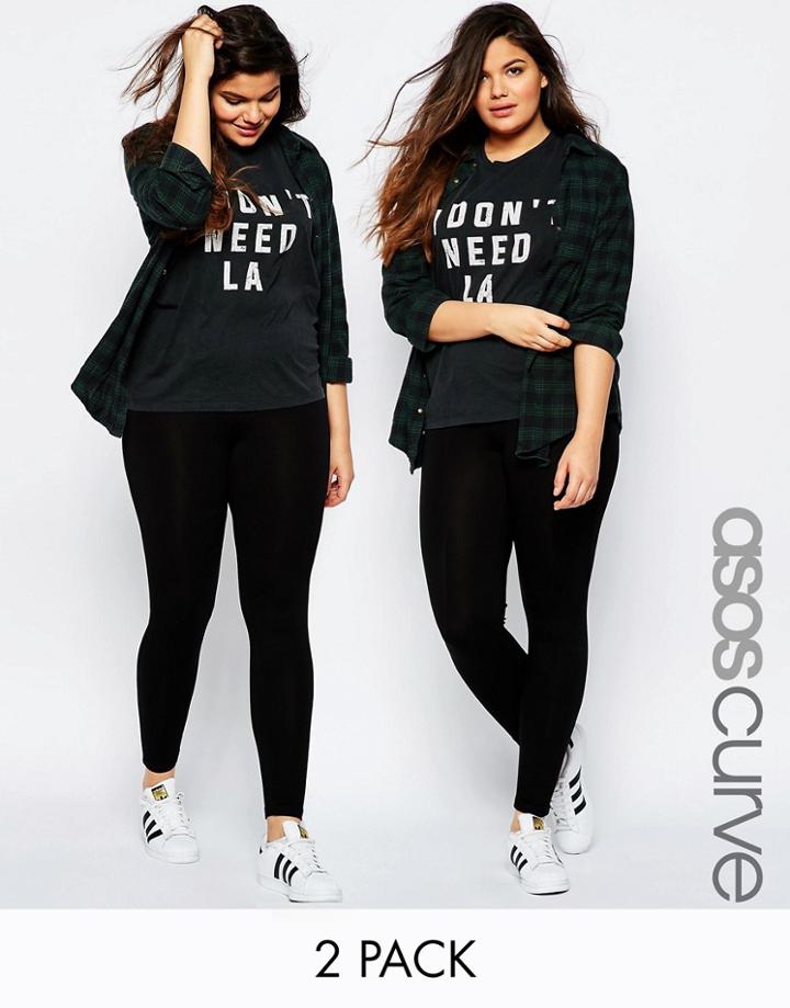 Asos Curve 2 Pack Full Length Legging - Black