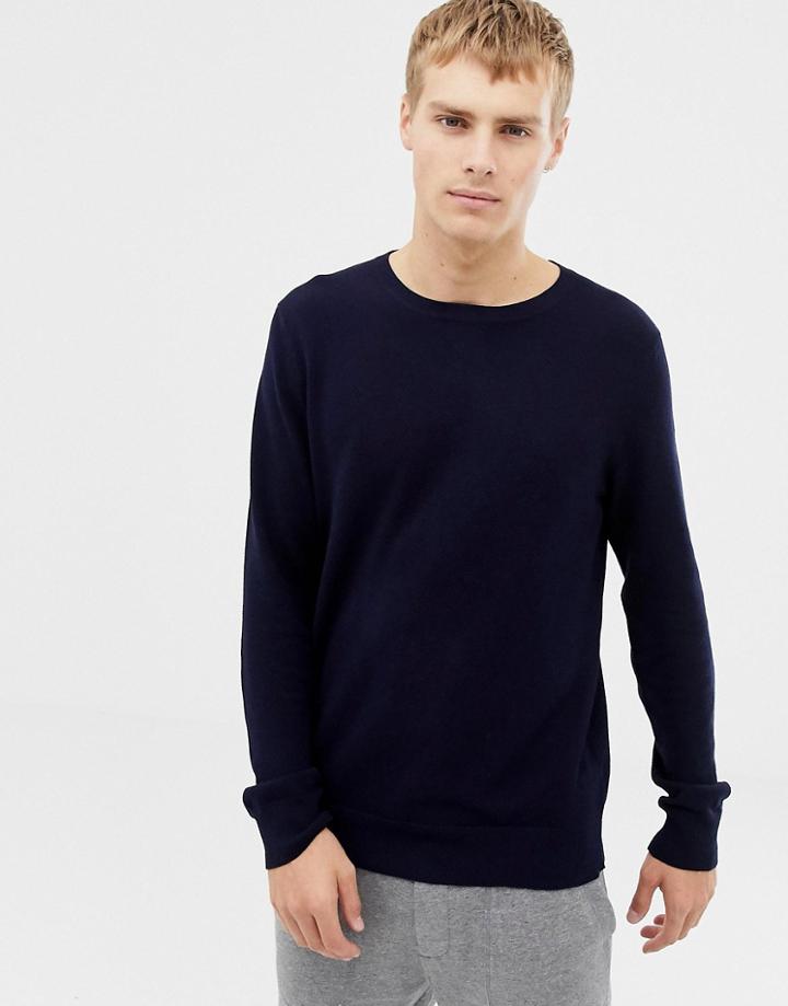 J.crew Mercantile Crew Neck Pique Knit Sweater In Navy - Navy