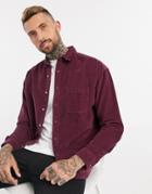 Asos Design 90s Oversized Corduroy Shirt In Grape-purple