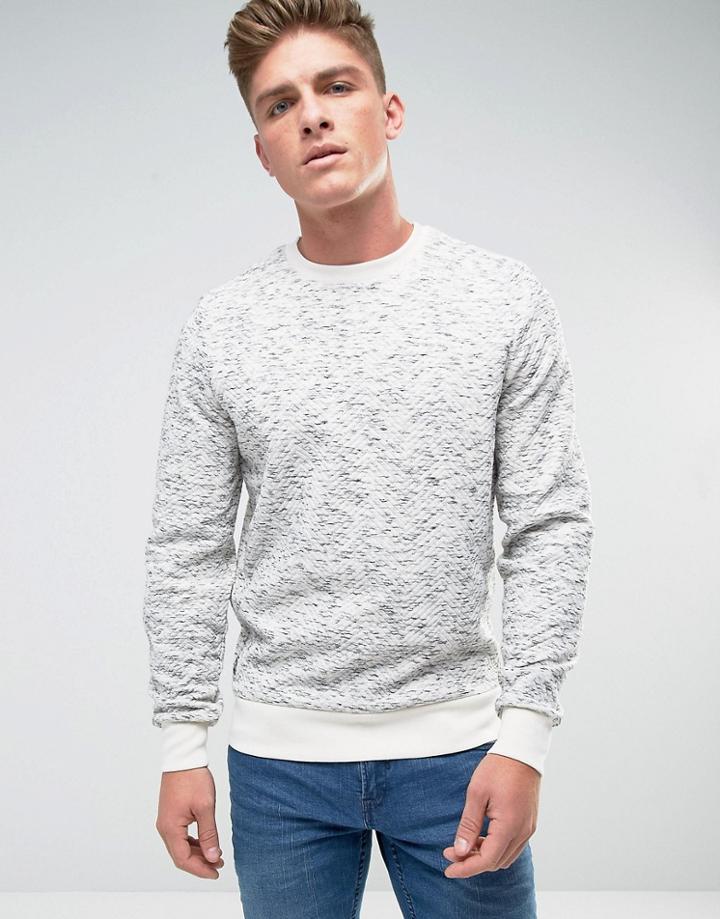 Threadbare Space Dye Quilted Crew Neck Sweat - Gray