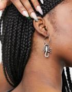 Regal Rose Noxious Hoop Earrings With Scorpion Charm In Silver Plate