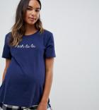 Asos Design Maternity Mix & Match Embroidered Tee - Navy