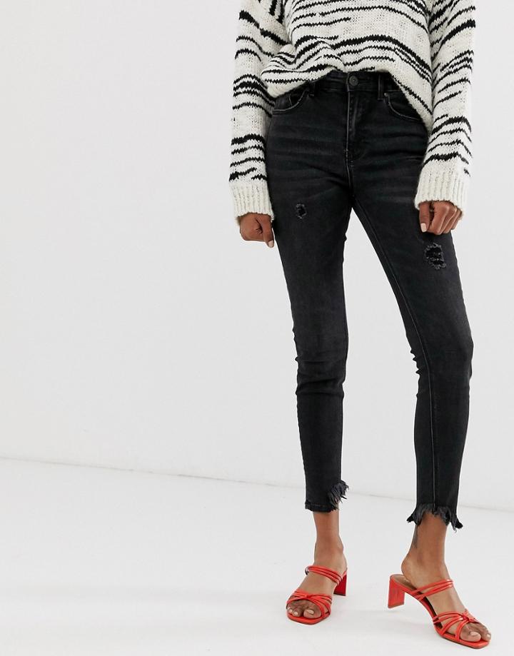 Stradivarius High Waist Skinny Jeans In Black Wash