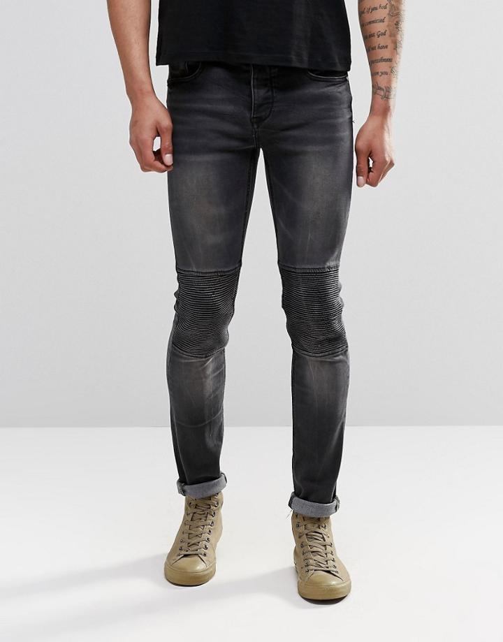 Sixth June Skinny Biker Jeans - Black