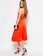 Warehouse Cross Back V Neck Dress - Orange