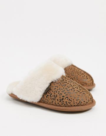 Sheepskin By Totes Mule Slippers In Leopard-brown