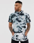 Soul Star Tie Dye Hooded T-shirt - Black