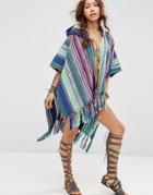 Asos Stripe Hooded Beach Cape Cover Up - Multi