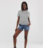 Gebe Maternity Denim Short With Let Down Hem Detail - Blue