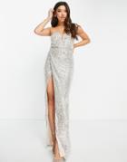 Tfnc Strapless Sequin Maxi Dress In Gold