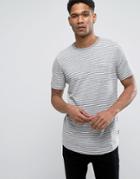 Jack & Jones Originals T-shirt With Stripe And Pocket With Curved Hem - Gray