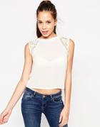 Daisy Street Sheer Blouse With Tie Back - Cream