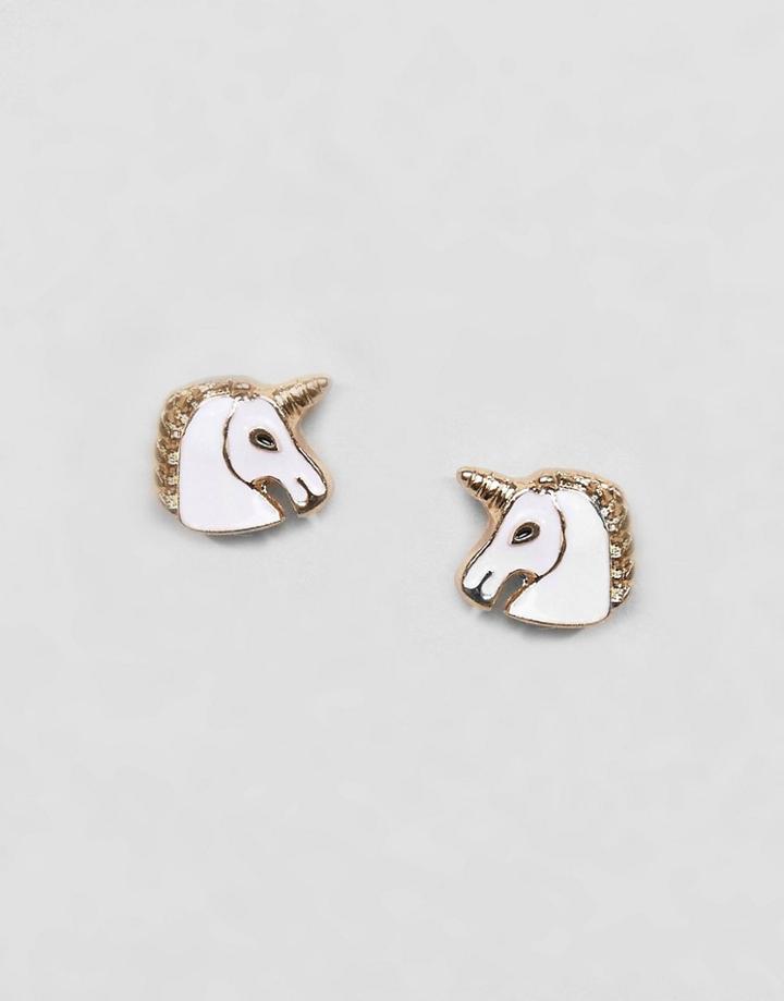 Asos Unicorn Stud Earrings - Gold