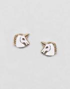 Asos Unicorn Stud Earrings - Gold