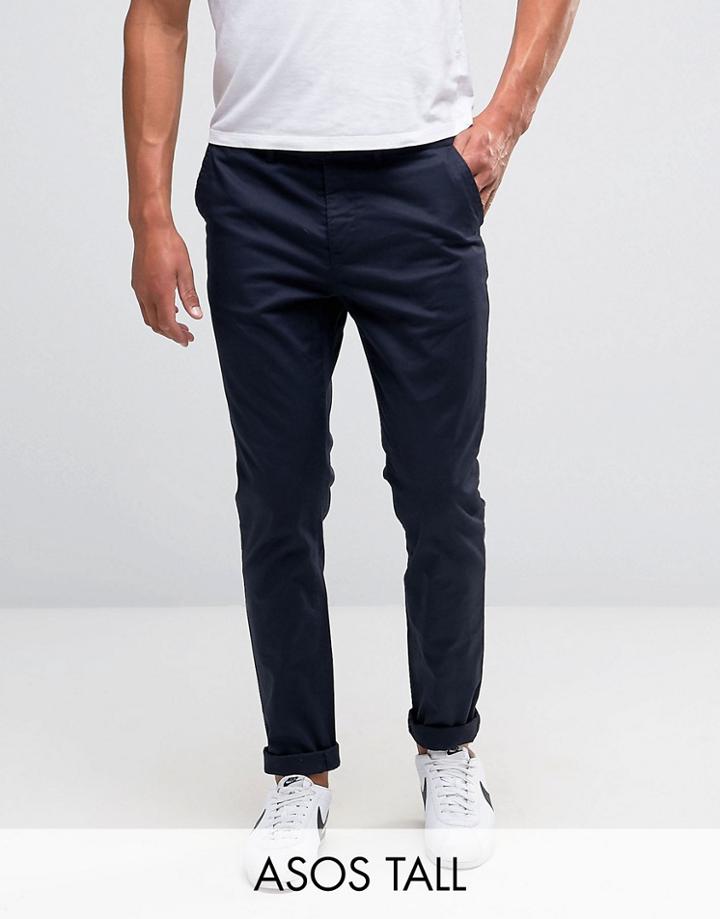 Asos Tall Skinny Chinos In Navy - Navy
