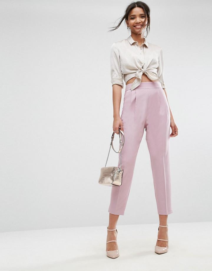 Asos High Waist Tapered Pants - Purple