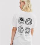 Reclaimed Vintage Inspired T-shirt With Sun And Moon Back Print - White