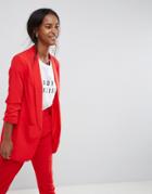 Asos Mix & Match Blazer With Rouched Sleeve - Red