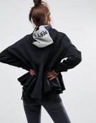The Ragged Priest Hoodie With Peplum And Slogan Hood - Black