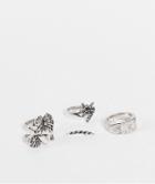 Asos Design Pack Of 5 Rings In Mixed Design In Burnished Silver