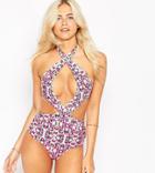 Wolf & Whistle Deep Plunge Swimsuit B-f Cup - Pink