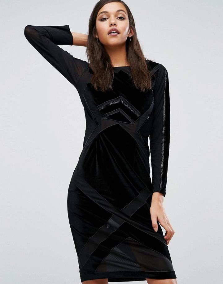Kendall + Kylie Velvet Burnout Dress - Black