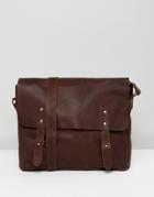 Lyle & Scott Leather Messenger Bag - Brown