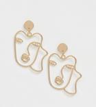 Monki Face Print Earrings In Gold - Gold