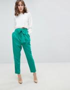 Asos Tailored Paperbag Pants In Pop - Green