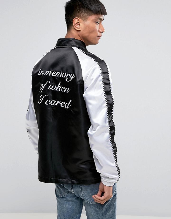 Night Addict Back Print Coach Jacket - Black