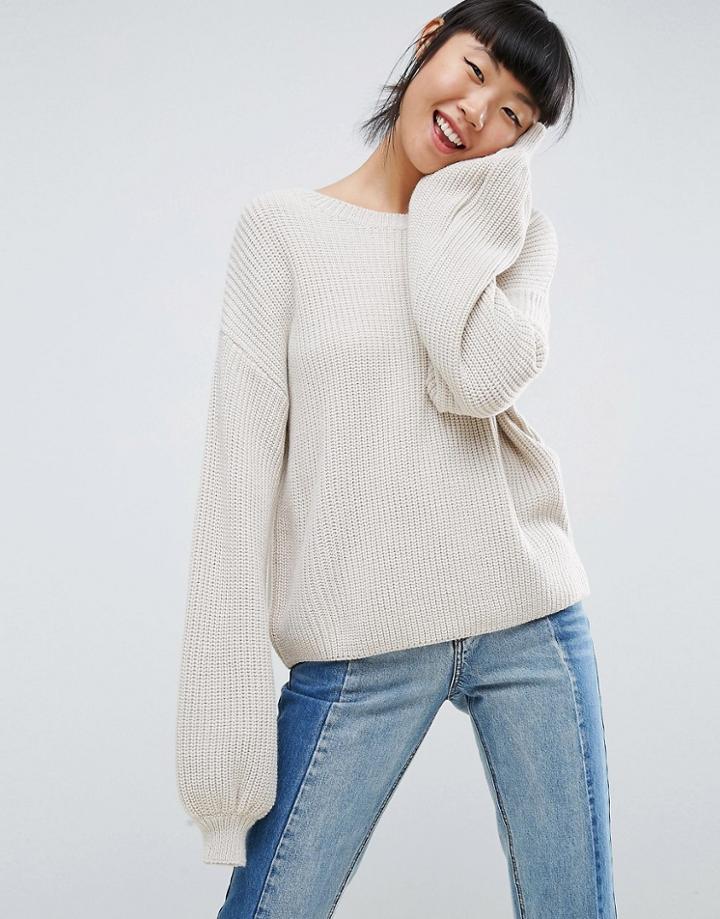 Asos Sweater With Volume Sleeve - Blue