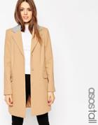 Asos Tall Coat With Contrast Collar
